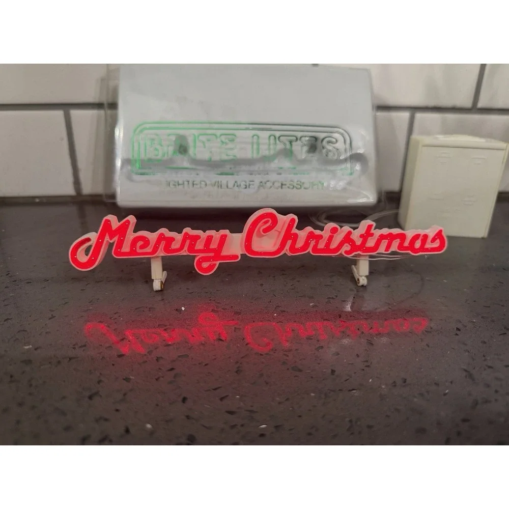 Department 56 Brite Lites Lighted Village Accessory Merry Christmas Sign Vintage
